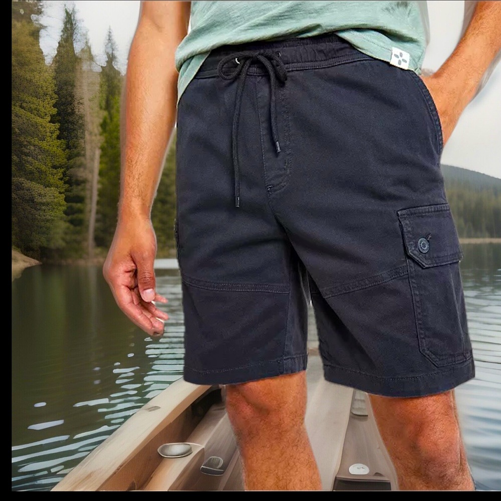 Sun + Stone Men's Cargo Shorts Elastic Waistband W/Drawcord 5 Pockets Sz XL